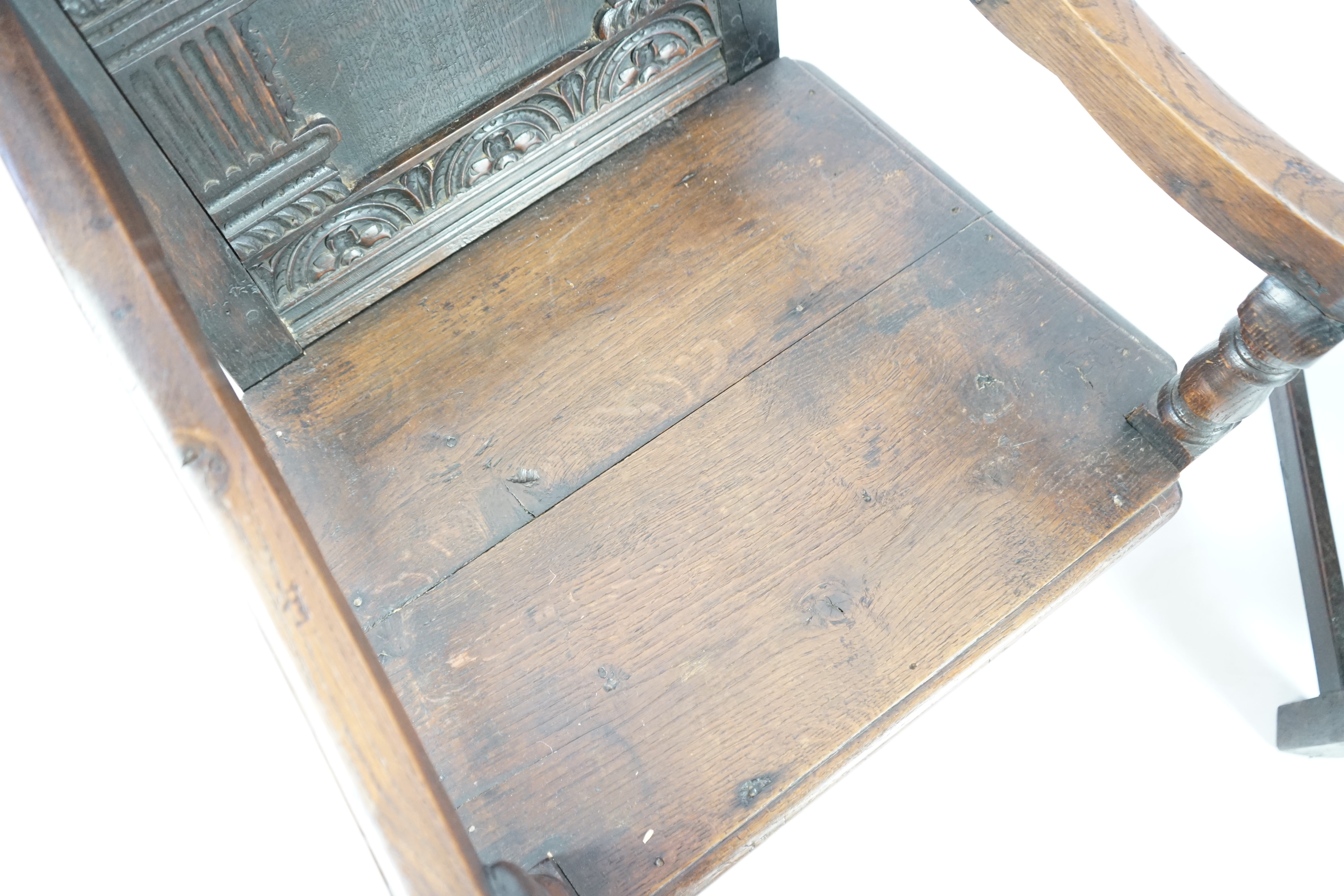 A pair of 17th century style oak Wainscot chairs